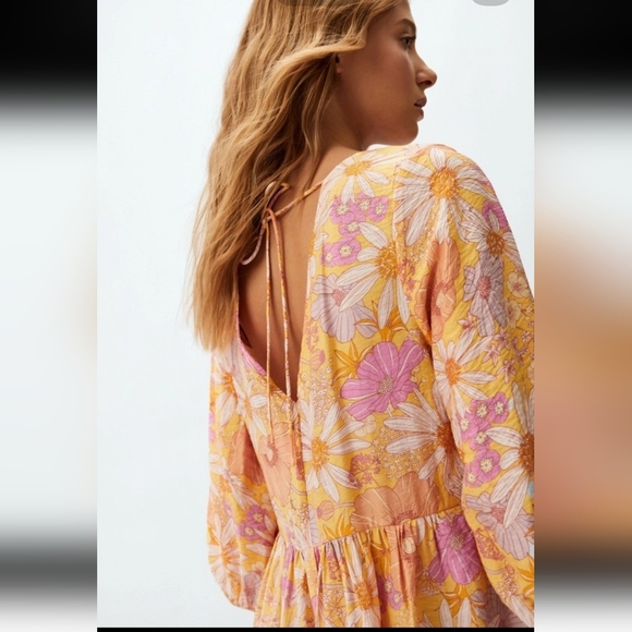 Floral V-Neck Swim Cover-Up Dress in Yellow & Pink - Picture 2 of 13